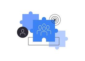Puzzles with users avatars. Users, person and team. Human resources vector