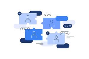 Puzzle with human figures. Social media and networking. Teamwork vector