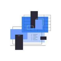 High techs. PC and gadgets. Bar chart on laptop vector