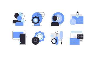 High tech and digital projects development. Set of flat icons. Infographic elements for apps vector