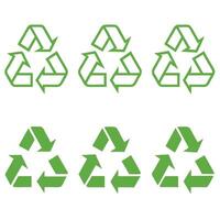 Green Recycling Icons with Arrows and Triangle Design vector