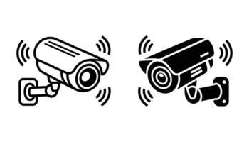 Security Camera Icon with Sound Waves, Surveillance System vector