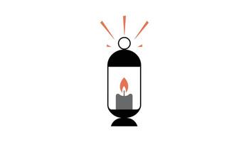 Lantern with Candle , Illuminated Light Source Icon vector