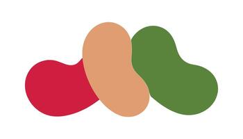 Abstract Colorful Bean Shapes in Red, Orange, and Green vector