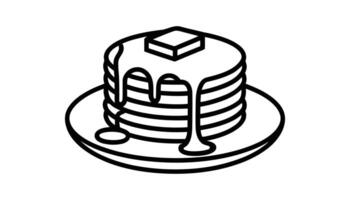 Black and White Pancake Stack with Butter and Syrup vector