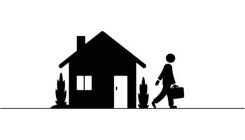 Person walking with suitcase and house icon design vector