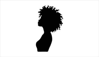 Silhouette of a Woman with Curly Hair in Profile View vector