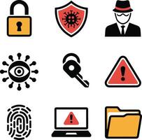 Unique cyber security flat color icon illustration vector