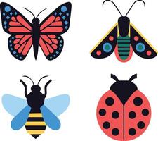 Insects Flat Color Illustration vector