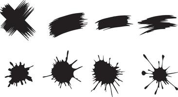 Dynamic Brush Strokes and Ink Splatter Silhouette Set vector