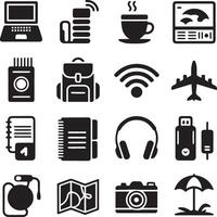 Modern Digital Life Devices and Actions Icon Set in Silhouette vector