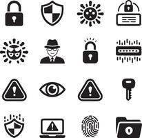 Cyber security icon set vector