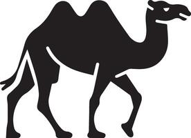 Camel Walking Across Desert Illustration in Silhouette Icon Style vector