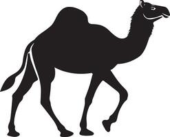 Desert Animal Camel Walking in Flat Silhouette Graphic Format vector