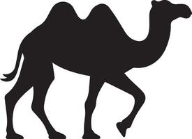 Silhouette of Camel in Motion Desert Scene Illustration Pack vector