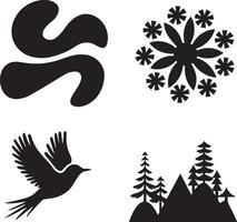 Nature Scene Silhouette Clip Art Collection vector