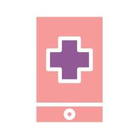 A pink phone with a cross on it vector