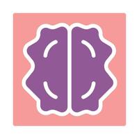 A purple and white brain icon on a pink background vector