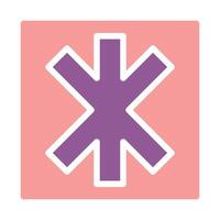 An arrow icon with purple and white colors vector