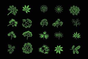 Top View Green Tree Set for Garden and Landscape Plans vector