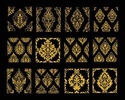 Golden ornamental patterns on black background vector