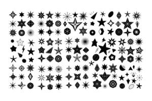 A large collection of black and white stars vector
