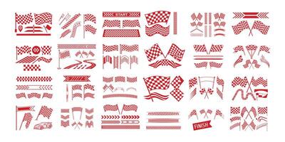 Racing Stripe Set with Checkered Flags, Speed Lines . vector