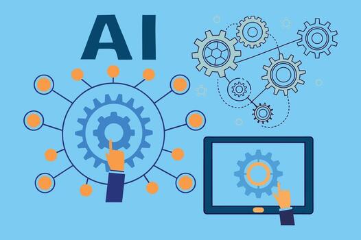 AI Agent and Robotic Process Automation with Data . vector