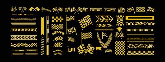 Racing Stripe Set with Checkered Flags. vector