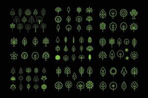 Top View Green Tree Set . vector