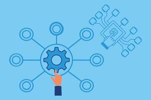 AI Agent and Robotic Process Automation with Data Analysis Concept. vector