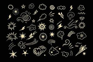 Anime Motion Line Elements Set Dynamic Speed, Impact, and Swirl Effects vector