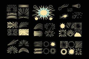 Anime Motion Line Elements Set Dynamic Speed, Impact, and Swirl Effects. vector