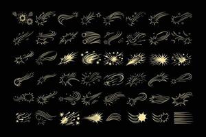 Anime Motion Line Elements Set Dynamic Speed, Impact. vector