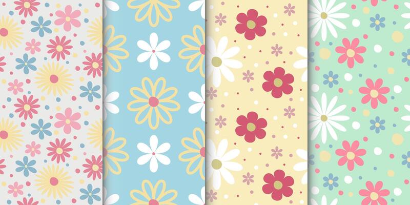 Collection of summer patterns with flowers