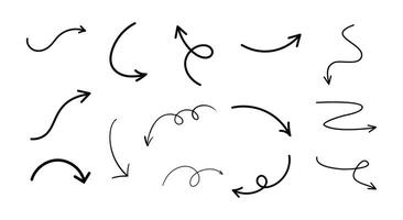 Hand Drawn Arrow Set Collection Various Styles Black White vector