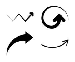 Collection of Simple Black Arrows and Growth Chart vector