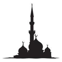 Silhouette of a mosque with a minaret and domes vector