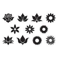 Collection of Floral Silhouettes for Various Applications vector
