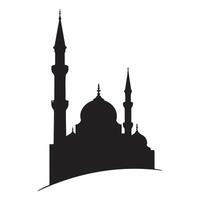 Graphic image, outline, silhouette, and mosque icon, isolated on a white background vector