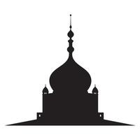 Silhouette of a mosque with a prominent dome and minaret vector