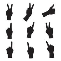 Hand Gestures Silhouettes Thumbs Up Pointing Fingers and Counting Hands vector