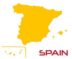Outline map of Spain. Yellow graphics casting on the white background vector