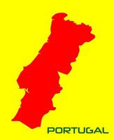 Red map of Portugal isolated on yellow background. vector
