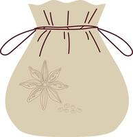 image shows a simple beige spice bag decorated with a anise vector