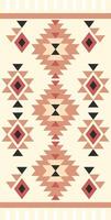 Native American inspired design featuring alternating diamond patterns in earthy tones of beige, black and red on a brown background with decorative edges. vector