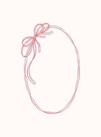 Oval girlish ribbon frame with bow vector