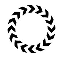 Chevron arrow circle. Chevron shape round frame. Motion direction road border. Triangle arrow sign. Warning repeat stripe. Circle arrow. illustration isolated on white background vector