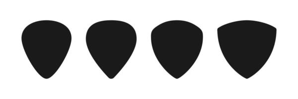 Guitar pick shape icon set. Plectrum sign. Tringle plastic guitar pick symbol. Music mediator icon. Design element. illustration isolated on white background vector