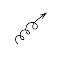 Spiral hand drawn arrow. Curly line doodle black arrow. Design infographic element. Spiral spring pointer. illustration isolated on white background vector